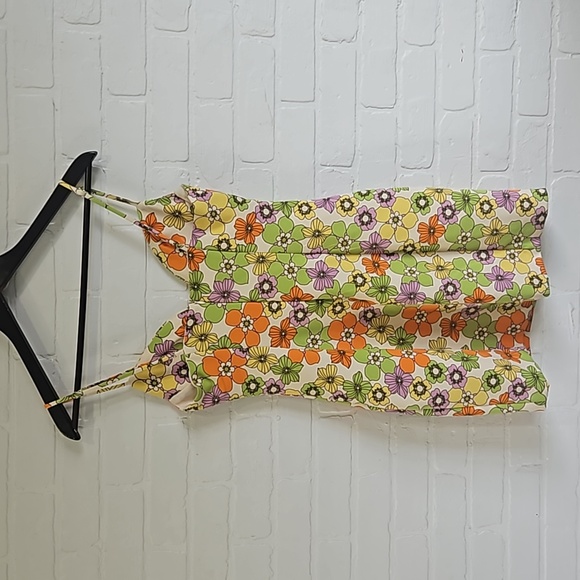 Zara Floral Mini Dress - Green, Orange, Purple - Picture 3 of 8